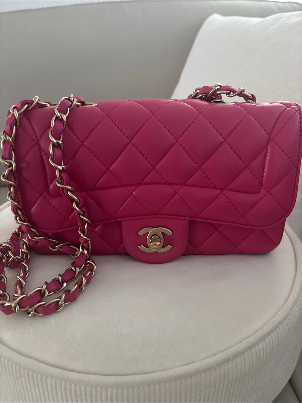CHANEL Quilted Flap Shoulder Bag in Fuchsia